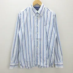 g■トミーヒルフィガー/TOMMYHILFIGER 長袖BDシャツ/ストライプ柄【L】青系/men's/64【中古】■