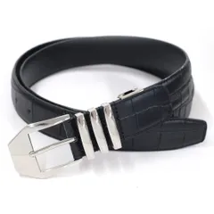 クロコダイル型押し メンズ ワニ革デザインのロングビジネスベルト ベール