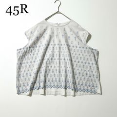 未使用 定価4.7万 45R 瑠璃ダンガリーのタンバリンブラウス 重 R刺繍