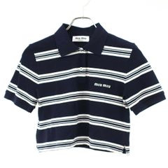 Miu Miu 半袖 ポロシャツ ネイビー コットンピケ シャツMK1981 - メルカリ