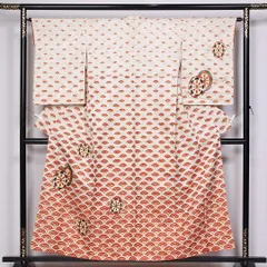 付下げ 袷 身丈155cm 裄丈62cm 正絹 Aランク 金駒刺繍 Mサイズ 広衿 インフォーマル 源氏車 青海波 菊 クリーム系 HP 1218-10210