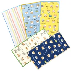 【即日発送】子供用 保育園 やわらか肌触り 入園準備 吸水速乾 ギフトにも 六重ガーゼ ハーフサイズ 綿100％ 10×20cm 日本製 5枚入り ガーゼハンカチセット しば犬柄 cluster