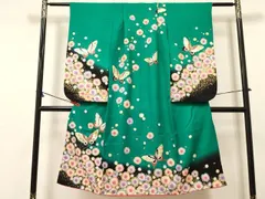 平和屋着物[]七五三　女の子　７歳　祝着　四つ身　絞り　辻が花　舞蝶文　暈し染め　金銀彩　逸品　DABC5452ma