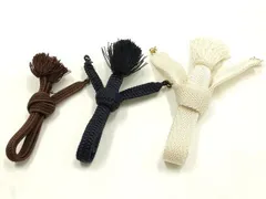 平和屋着物▼男性　和装小物　羽織紐まとめて3点　茶色系　紺色系　白色系　夏物　撚り房　逸品　未使用　AABH4378ay
