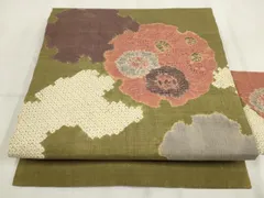 平和屋着物▼中国三大刺繍　汕頭刺繍　スワトウ刺繍　九寸名古屋帯　紬地　絞り　雪輪花文　正絹　逸品　AABH7841wj