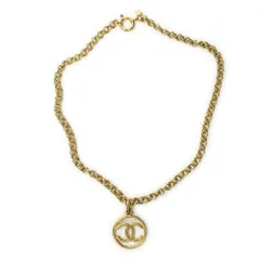 [中古] CHANEL シャネルCCラウンドペンダントチェーンネックレス金金メッキA