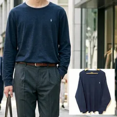 大きいサイズをお探しの方へ【POLO RALPH LAUREN】ポロラルフローレン カスタムスリムフィット ロンT 長袖 カットソー コットン 綿100% ネイビー 紺色 濃紺 メンズ サイズXXL 2XL /M44764jQ
