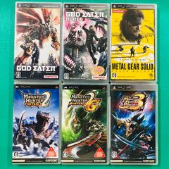 [6 점 세트] PSP 갓 이터 갓 이터 버스트 어펜드 버전 메탈 기어 솔리드 피스 워커 몬스터 헌터 휴대용 2nd 몬스터 헌터 2nd G 몬스터 헌터 휴대용 3rd 플레이 스테이션 휴대용