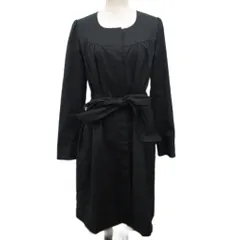 アナトリエ ANATELIER ノーカラーコート ロング丈 ベルト 38 黒 ブラック 528-98251 ■YHS5のサムネイル