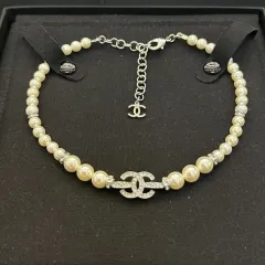 シャネル パール チョーカー ネックレス CC ロゴ