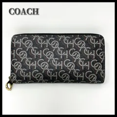 【良品】 COACH （コーチ） シグネチャー モノグラム プリント ジップアラウンド 長財布 ブラック系 M2278 CF521
