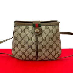 極 美品 GUCCI グッチ オールドグッチ ヴィンテージ シェリーライン GG ロゴ 金具 レザー ミニ ショルダーバッグ ブラウン 724-7