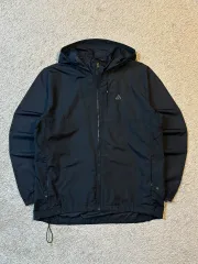 XL NIKE ACG リフレクティブ ロゴ フード ウィンドブレーカー ジャケット ブラック