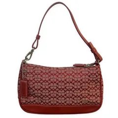 COACH コーチ アクセサリーポーチ ミニシグネチャー ポーチ ハンドバッグ ミニバッグ 6622 レッド キャンバス レディース
