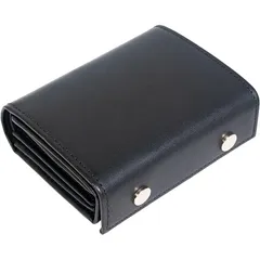 [Dom Teporna] ミニ財布 大容量 カード24枚 二つ折り財布 メンズ 財布 本革 イタリアンレザー ボックス型小銭入れ コンパクト マットブラック(艶なし) 0