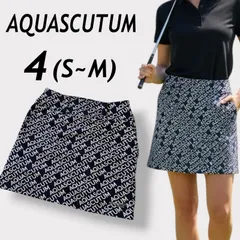 AQUASCUTUM アクアキュータイム レディースゴルフスカート 4（S~M）裏地付き ウェア  ストレッチ ロゴ柄 ネイビー×ホワイト系 (C-022)★のサムネイル