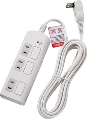 特価商品 エルパ(ELPA) 耐雷フラットスイッチ付タップ 雷ガード 3個口 3m 薄型 延長コード 扉付シャッター ホワイト WBS-LS303F(W)