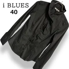 【美品】i BLUES イブルース ブラウス シャツ ブラック 黒 ピンストライプ フリルカラー ハイネック 長袖 ボタンデザイン 40 レディース きれいめ 通勤 オフィス フォーマル 上品 モード 春秋 M【40】のサムネイル