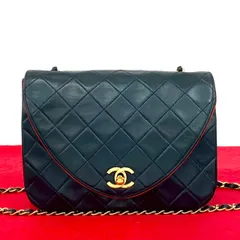 極 美品 シール有 0番台 CHANEL シャネル マトラッセ ココマーク ラムスキン ショルダーバッグ ネイビー レッド バイカラー 37491
