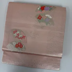 名古屋帯 正絹 唐織 扇面文 花 九寸 MA-5982