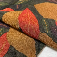 小紋 ちりめん 可愛いリーフ柄 着物 正絹 X-189