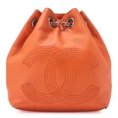 CHANEL　シャネル　ラムスキン　デカココマーク　巾着型　チェーンリュック　オレンジ　（シルバー金具） レディースバッグ　チェーンリュック　レディースチェーン　リュック　ハイブランド【中古】【送料無料】