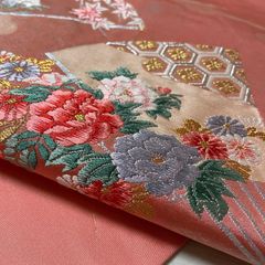 m644 花模様 唐織 正絹 名古屋帯 長尺 - メルカリ