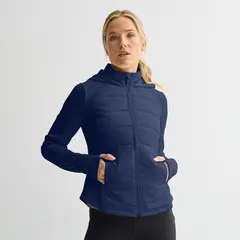 Tek Gear レディース アウター ジャケット・ブルゾン Womens Tek Gear Hooded MixedMedia Jacket Navy Romance ネイビー