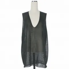 ミズイロインド mizuiro ind  Vネック ワイドメッシュベスト カットソー ブラック 黒 2-220029