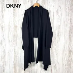 新品未使用 美品 DKNY ダナキャラン ウール 変形 ドレープ ロングスリーブ カーディガン ブラックのサムネイル