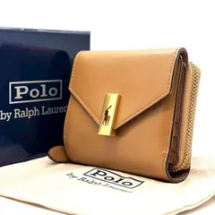 【端正をひと折りに】　POLO RALPH LAUREN　三つ折り財布 コンパクトウォレット ポニー ラウンドファスナー ゴールド金具 8カード ブラウン