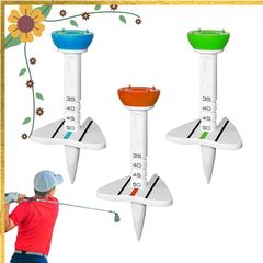 PAVIKE Golf Tees with Measurement Markings, Set of 3, Short Golf Tees, 5 Height Adjustable, Golf Ball Tees with Tee Holder