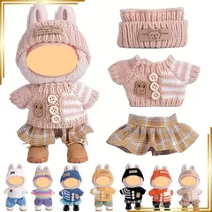 【新品】 ぬい服 17cm ラブブ 着せ替え ぬいぐるみ用ウェア セーター チェックスカート パンツ 帽子 3点セット ラブブ1代目 2代目 3代目対応 可愛い 人形の服 ドール服 推し活 オタ活 コスチューム DIY アクセサリー 人形スーツ ジャンプス 1