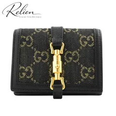 ✨Sランク・箱付き✨　GUCCI ミニ財布　ジャッキー　インターロッキング　GGシマ ブラック　黒色