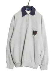 【お得なクーポン配布中!】 90s ポロ ラルフローレン ハーフジップ  襟付き スウェット メンズ M / オールド 裏起毛 トレーナー ポケット付き プルオーバー ツートン