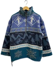 L.L.Bean (エルエルビーン) スキーノルディック柄ハーフジッププルオーバー ウール ポルトガル製 H108 S ブルー系 メンズ/004