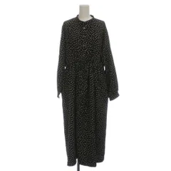 アーバンリサーチ ドアーズ URBAN RESEARCH DOORS 25SS ドットプリントワンピース M 黒 白 バンドカラー 長袖 サイドポケット付 /JP