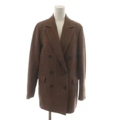 グリーンレーベルリラクシング ユナイテッドアローズ green label relaxing メリーノダブルブレストジャケット テーラードジャケット ウール 36 茶 ブラウン チェック柄 /RR