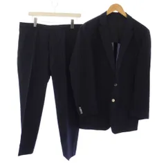 ヒューゴボス HUGO BOSS シングルスーツ セットアップ 上下 テーラードジャケット スラックスパンツ ジップフライ ストライプ柄 ウール IT52 ネイビー /BM