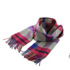 アクアスキュータム AQUASCUTUM マフラー フリンジ チェック柄 カシミヤ グレー ピンク 青 ブルー /AN16