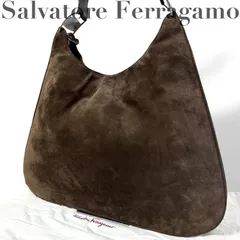 ☆★希少★Salvatore Ferragamo　サルヴァトーレフェラガモ ★ショルダーバッグ　肩掛け　ワンショルダー　A4サイズ収納可能   大きめ　スエード　ブラウン　保存袋　ロゴ★♯2410