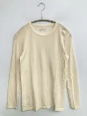 無印良品 ムジルシリョウヒン Tシャツ/カットソー M アイボリー 無地 ミドル丈 長袖 クルーネック(丸首)
