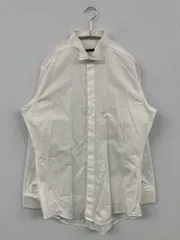 SUIT SELECT スーツセレクト ビジネスシャツ L ホワイト コットン ストライプ柄 長袖 レギュラーカラー