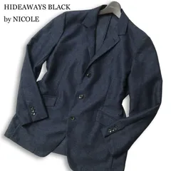 HIDEAWAYS BLACK by NICOLE ハイダウェイ ニコル 春夏★ 背抜き スリム テーラード ジャケット Sz.48 メンズ ネイビー