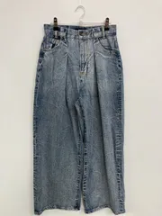 JEANASIS ジーナシス デニムパンツ S ブルー 無地 ワイド・ルーズ ストレート ハイウエスト ヴィンテージ