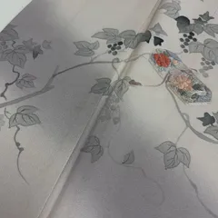 付下げ 刺繍 葡萄唐草 上品な染め 紋無し 正絹 着物 MK-6343