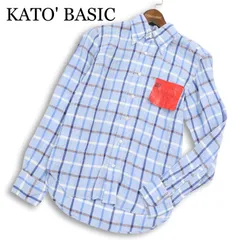 【新品 未使用】 KATO' BASIC カトー 春夏★ 麻100％ リネン 長袖 チェック ボタンダウン シャツ Sz.XS メンズのサムネイル