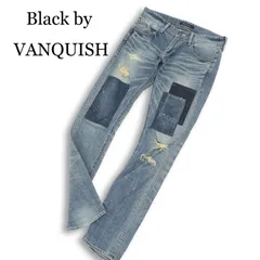 Black by VANQUISH ヴァンキッシュ ダメージ加工★ スリム パッチワーク スキニー デニム パンツ ジーンズ Sz.32 メンズのサムネイル