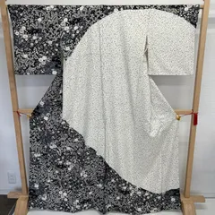 訪問着 裄68 正絹 紋なし 絞り染め分け 辻ヶ花 袷 着物 MK-6355