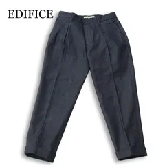 【新品 未使用】 EDIFICE エディフィス 春夏 タック デニム テーパード スラックス クロップド パンツ 日本製 Sz.42 メンズのサムネイル
